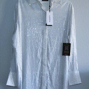 RETROFETE (NEW YORK) RHINSTONE WHITE L/S CUFF SHIRT- NWT